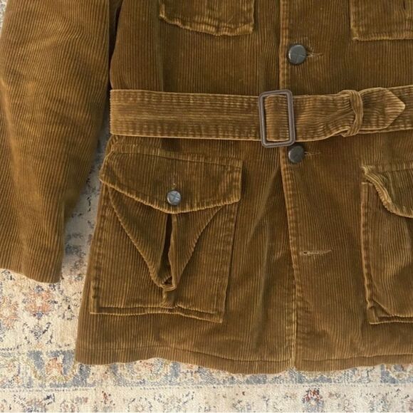 Vintage 1970’s corduroy belted men’s sporting jacket small 38/40 with faux fur - Picture 4 of 6